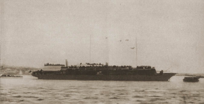 The refugee ship Struma in the Istanbul harbor in February 1942. Turkey held the ship for 71 days before towing it out to sea.