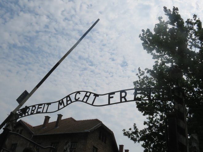 The arch bearing the inscription: “Work Will Set You Free”.