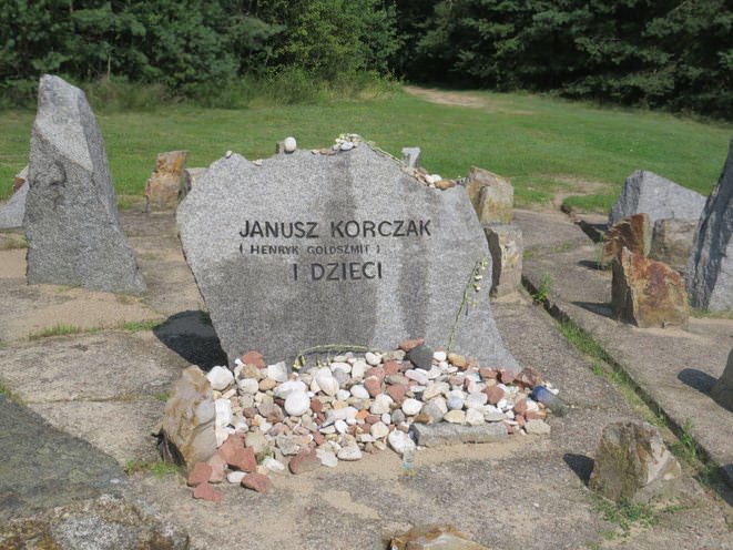 Memorial stone marking the Polish Jewish educator, Janusz Korcrak